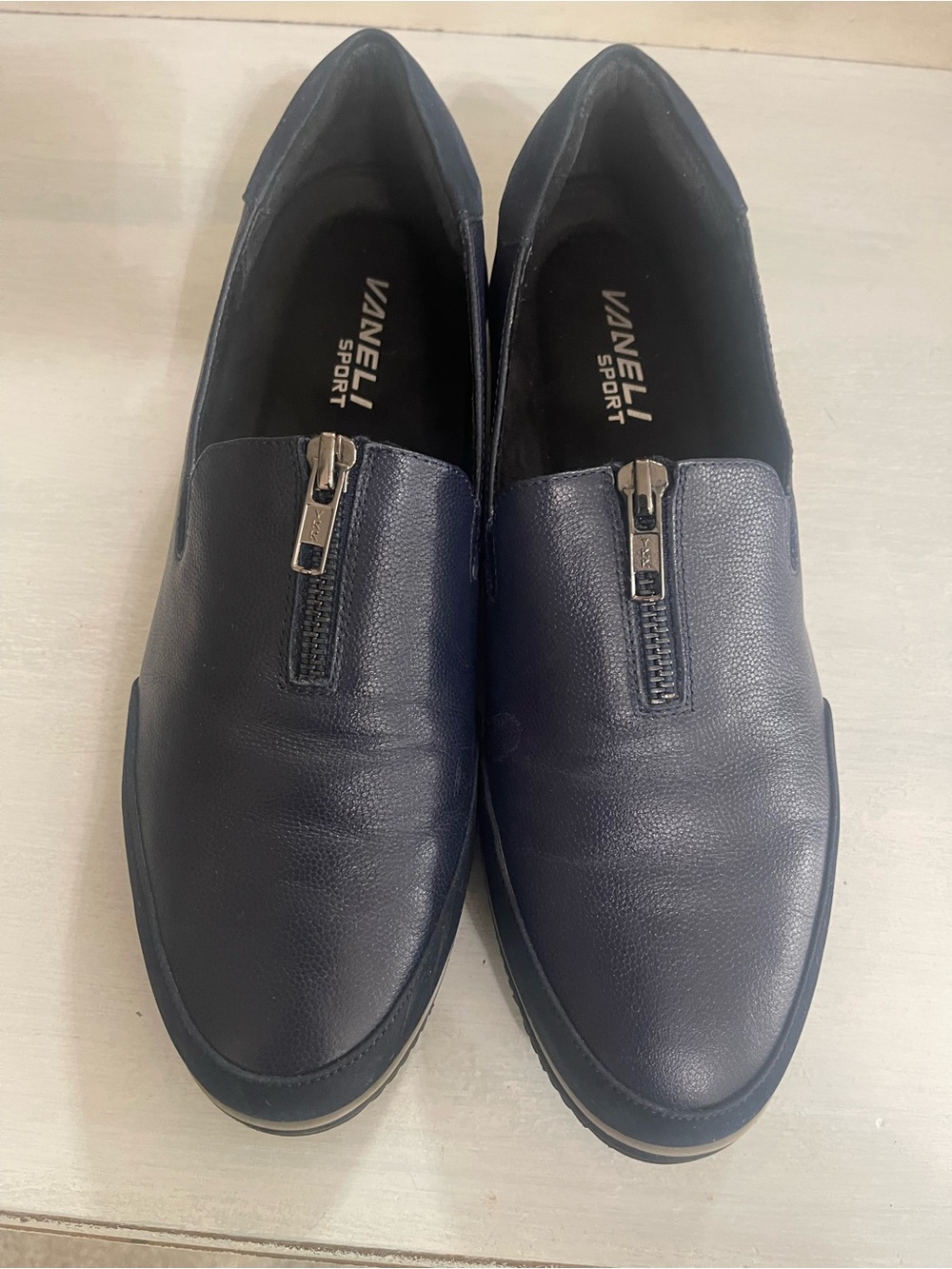 Women’s Vaneli Sport Navy Slip-On Zip Loafer